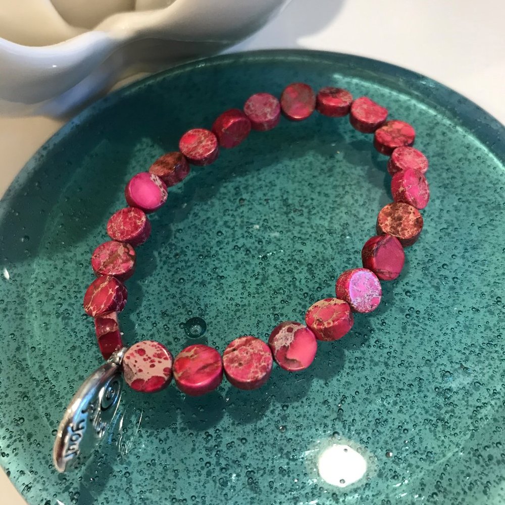 *HANDMADE* Original Magenta Bead Elastic Bracelet